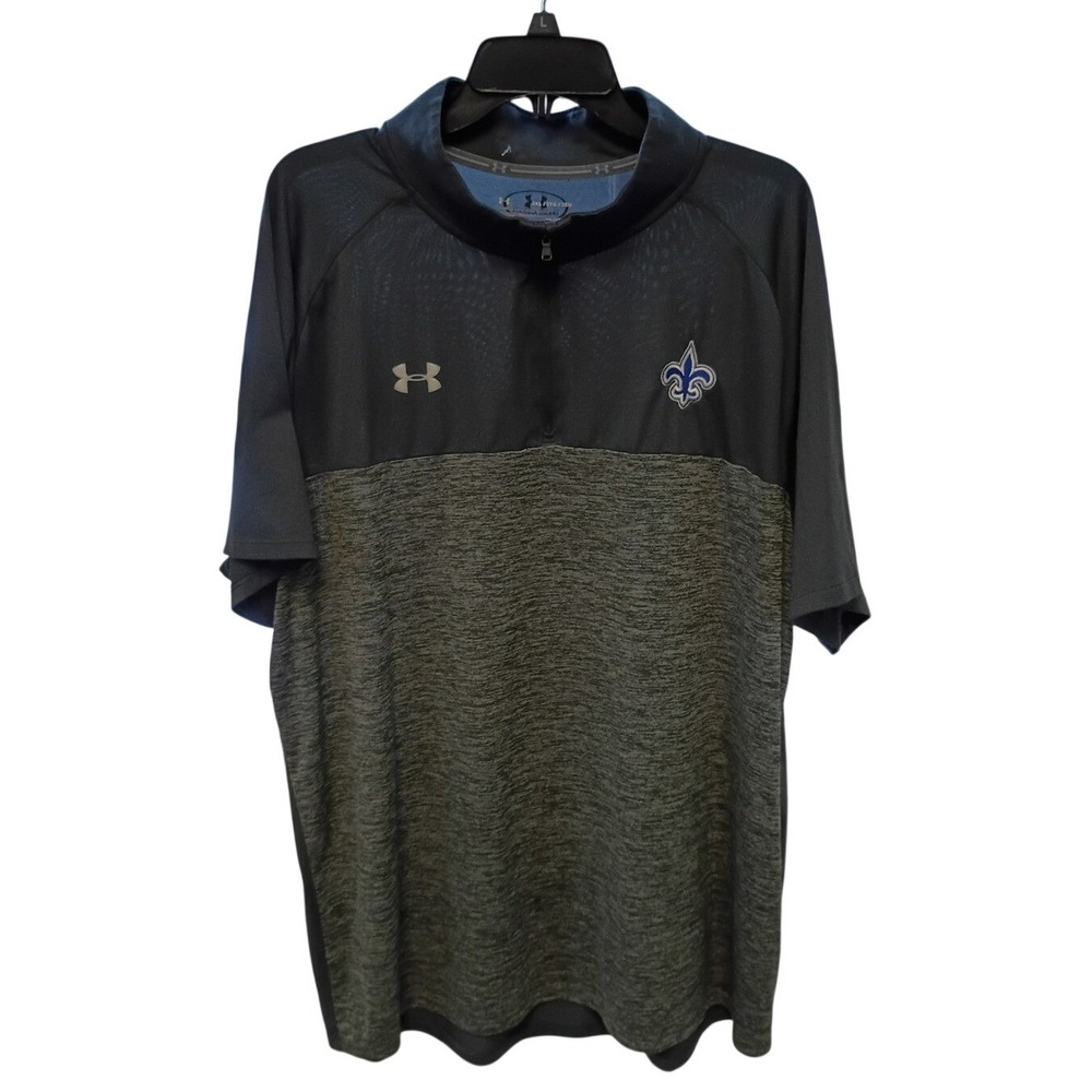 Under Armour New Orleans Saints Mens 3XL Heat Gear 1/4 Short Sleeve Shirt Grey
